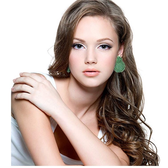 Statement Beaded Bohemian Dangle Round Earrings - Picture 4 of 6